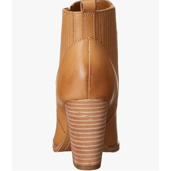 NWOT Marc Fisher Alva Leather Ankle Bootie 8.5 Tan Cognac Women's Western Heel - Picture 4 of 9